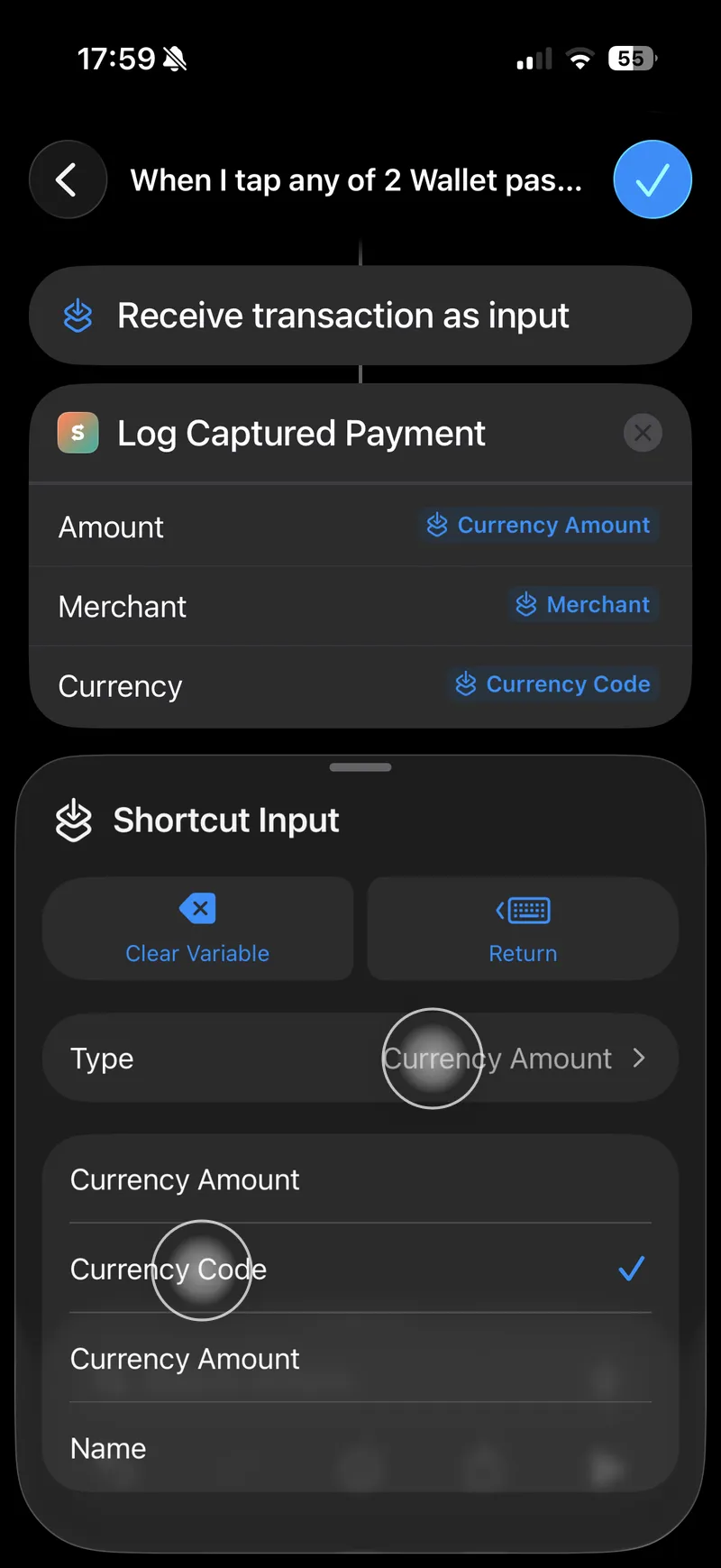 All three fields mapped, with Currency set to Currency Code